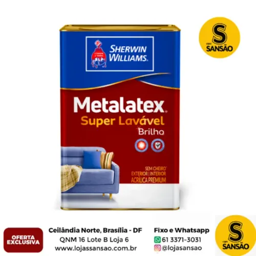 Tinta Semi Brilho Sherwin Williams Metalatex Acrílica  Super Lavavel Várias Cores Lata 