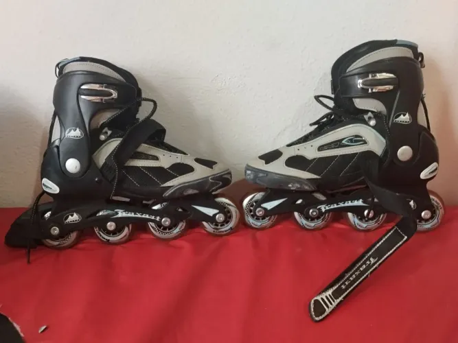 Patins 40 inline + mochila + kit proteção pouco usado 