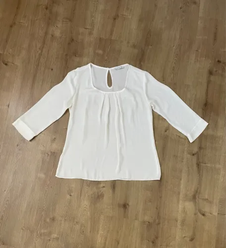 Blusa feminina mangas 3/4 off white tam M da Visual Top
