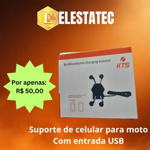Suporte de celular para moto com carregamento USB