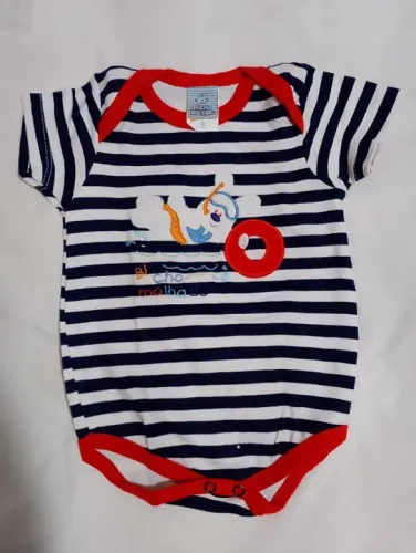 Body Listrado Bicho Molhado (azul e vermelho)