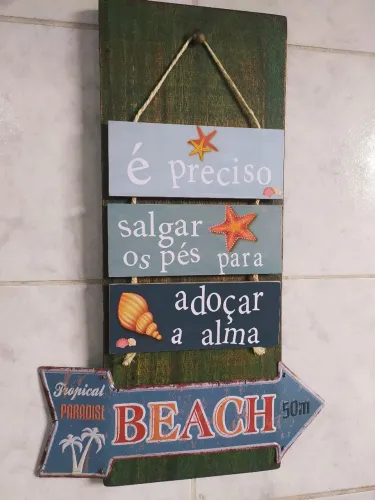 Placa Decorativa Praia Tropical Nova de madeira!!!