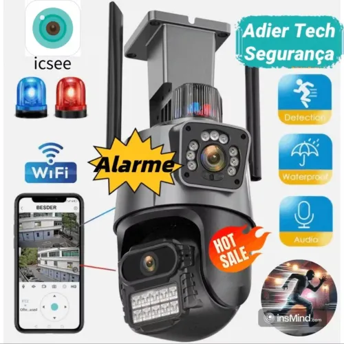 Câmera de Segurança Externa Wifi com Alarme e Visão Noturna