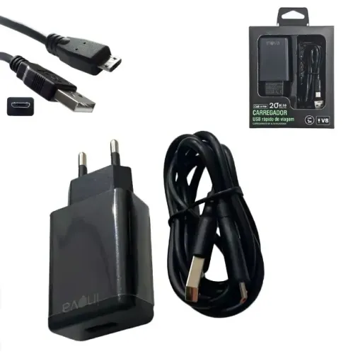 Carregador Micro Usb V8 20w Preto