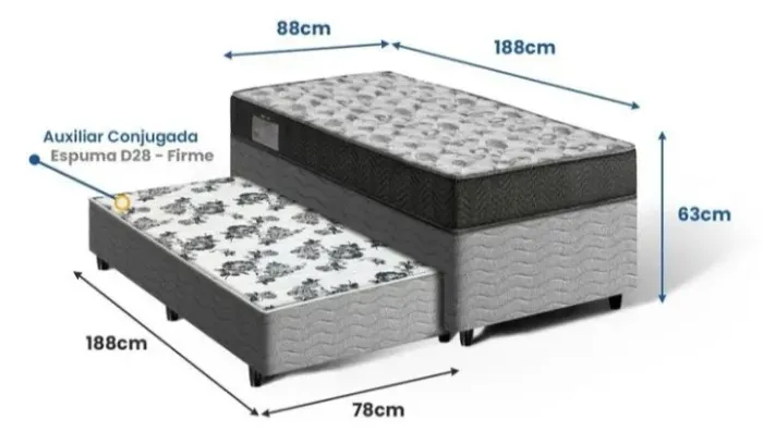 Cama Box Conjugada Espuma D28 e d 33 - Firme