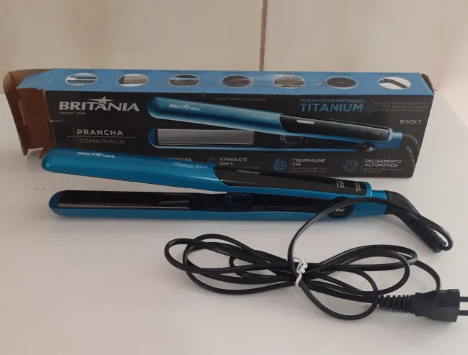 Prancha para cabelo Britânia titanium blue