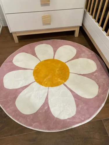 Tapete Infantil Menina - Flor Rosa 80x80cm - Nunca Usado
