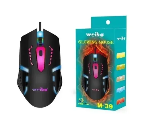 Mouse Gamer Usb Óptico 3200dpi Rgb Led Color Weibo M39