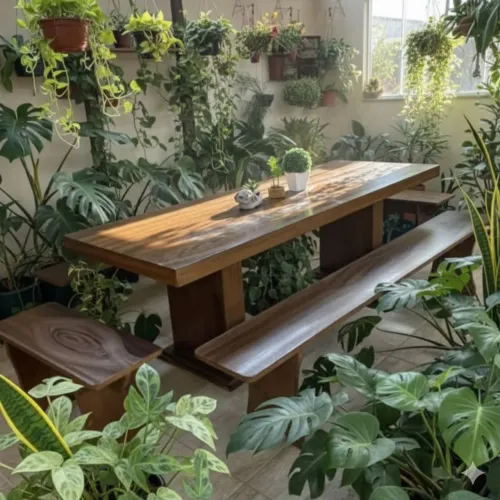 Mesa pedra de ardósia pintada