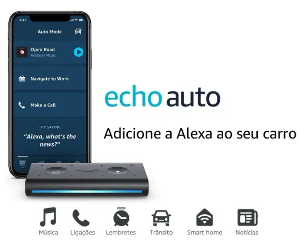 Amazon Echo Auto 1ª Geração Alexa Assistente Digital Veicular com Inteligência Artificial