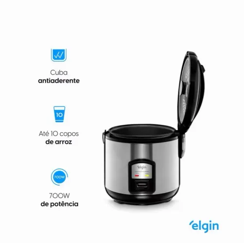 Panela Elétrica de Arroz Elgin PAR30 10 Xícaras Preta/Prata - 1,8 Litros - 110V