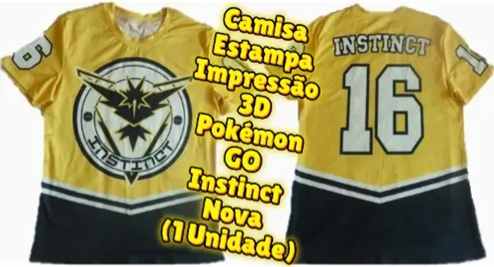 Camisa Estampa, Impressão 3D Pokémon Go Instinct