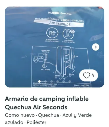 Armário camping Quechua 260l , R$ 500,00 usado