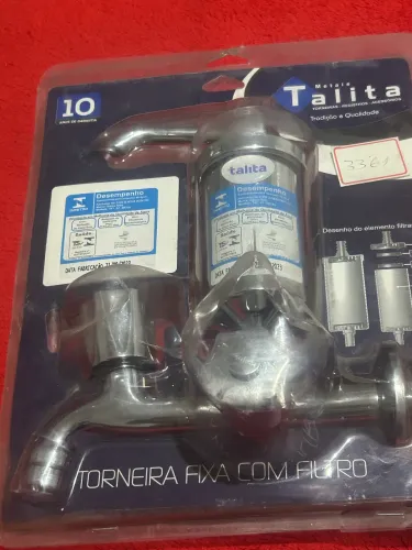 Torneira com filtro todo em metal reta fixa Talita