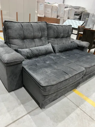 Sofá Retrátil Gigante Cinza NOVO BLACK WOW