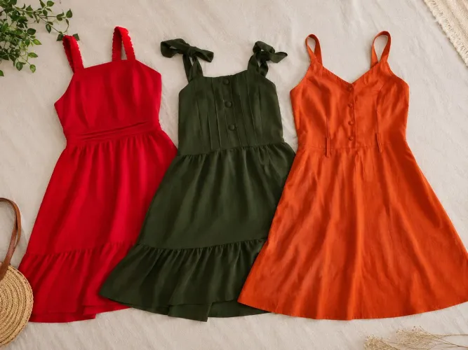 Kit com 3 vestidos de modelos e cores diferentes