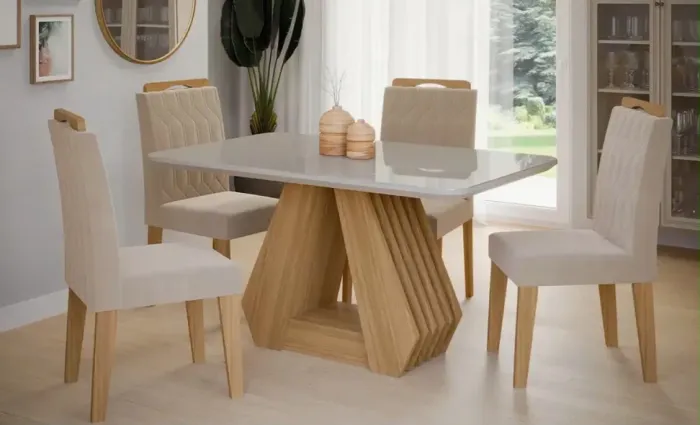 Mesa com 4 cadeiras perfeita.. pouco tempo de uso
