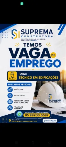 Vaga de Emprego - Técnico em Edificações | São Gonçalo do Amarante - CE