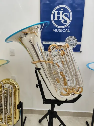 Tuba 5/4 Hs Musical TB1 Sib - Prata c/ Ouro - Nova R$30.900/TROCO