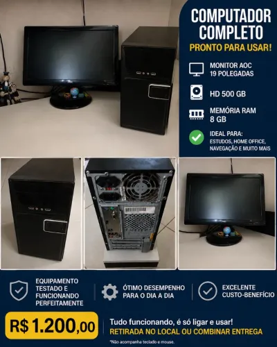 Computador e monitor AOC