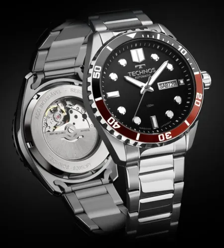 Relógio technos automático masculino diver prata original com nota fiscal e garantia