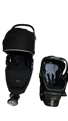 Kit carrinho e bebe conforto com base reclinável e e isofix