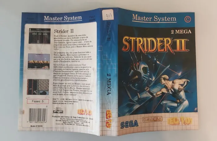 Encarte. Strider 2. Master System .
