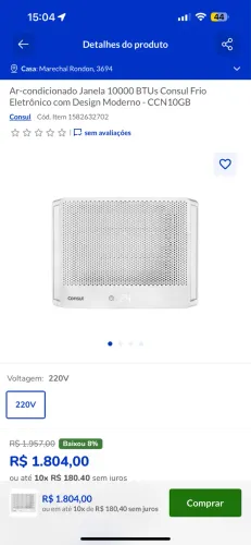 Ar Condicionado Janela Cônsul 10000BTU 220V