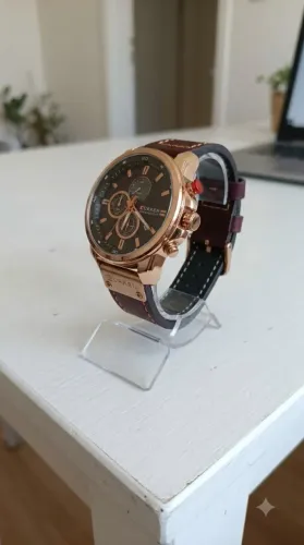 Relógio Curren Masculino Pulseira de Couro Marrom
