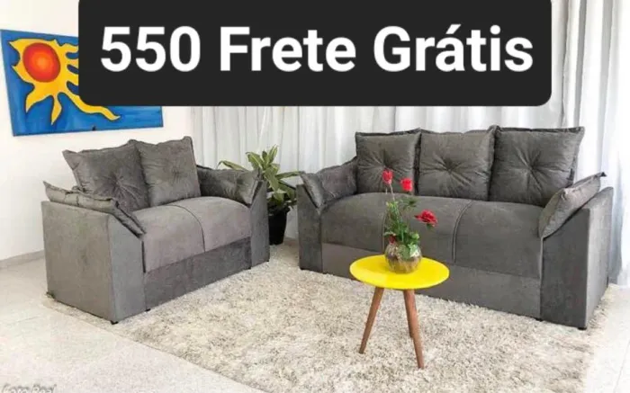 550 Frete Grátis para alguns bairros Lindo Conjunto de Sofá 2 e 3 lugares
