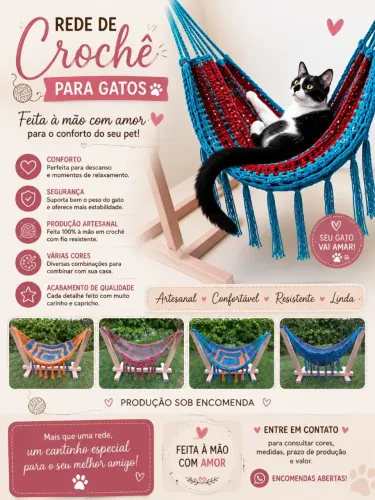 Rede de crochê  para seu gato 