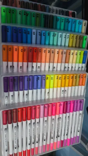 Canetinhas Marcador 120 cores pontas duplas Brush + Fineline para colorir Bobbie Goods