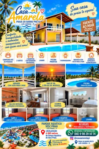CASA AMARELA - FRENTE AO MAR- PRAIA DO BARRO PRETO | LUÍS CORREIA-PI
