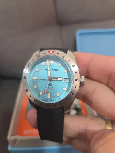 Relógio Spinnaker Croft 39mm GMT-3 Automático Edição Limitada Azul Prata