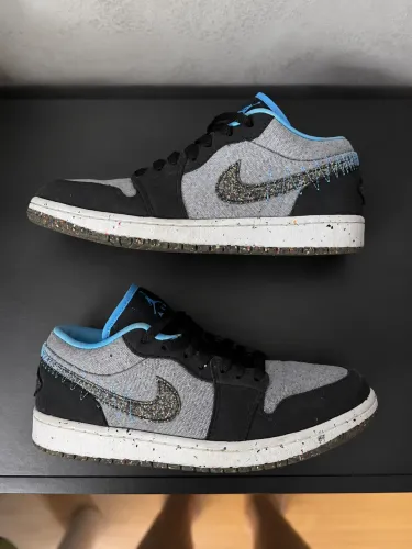air jordan 1 low se crater grey university blue - 40
