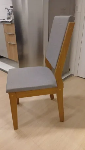 Kit de 4 Cadeiras novas MDF NOVA estofado cinza LINHO