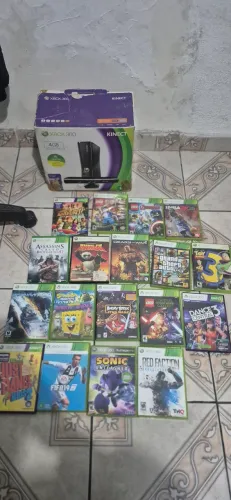 Xbox kinetc com jogos originais e detalhes no aparelho