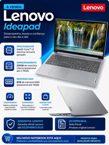 Notebook Lenovo ideapad I3 - Na garantia com nota fiscal