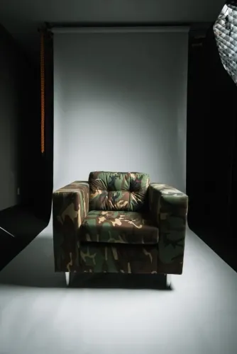 poltrona camoflada tecido de farda