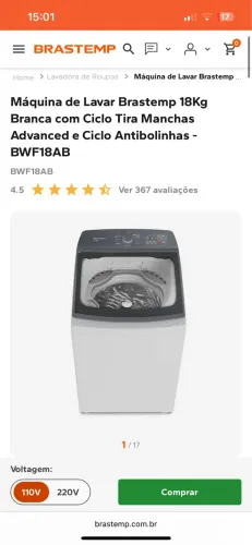 Máquina de Lavar Brastemp 18kg NOVA