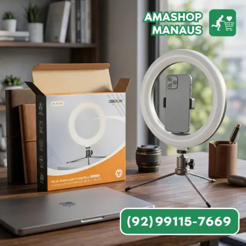 Ring Light LED 6 Polegadas com Mini Tripé de Mesa Ajustável para Selfie