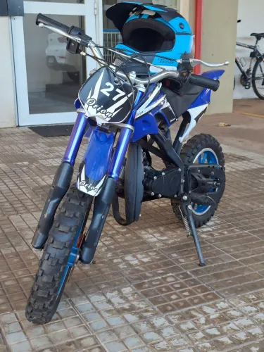 Vendo Mini Moto Cross 49cc Azul c/capacete