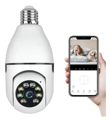 Câmera Segurança Wifi Lâmpada IP Sensor Movimento HD 360º