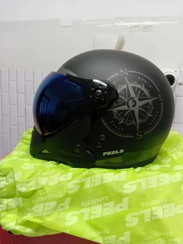 Capacete Moto Peels F-21 North Preto Fosco Tamanho 60 Com Viseira Dupla