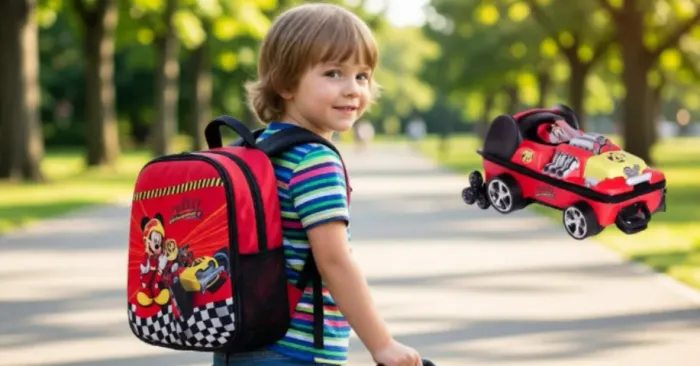 Kit Mochila Mickey Mouse3Rodinhas Lancheira Infantil 3d Escolar Maxtoy