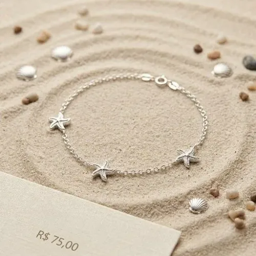 Pulseira estrela , nova, prata
