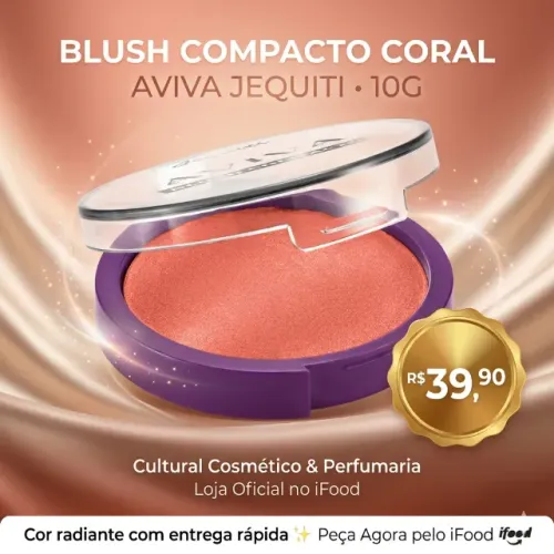 Blush Compacto Coral Aviva Jequiti 10g