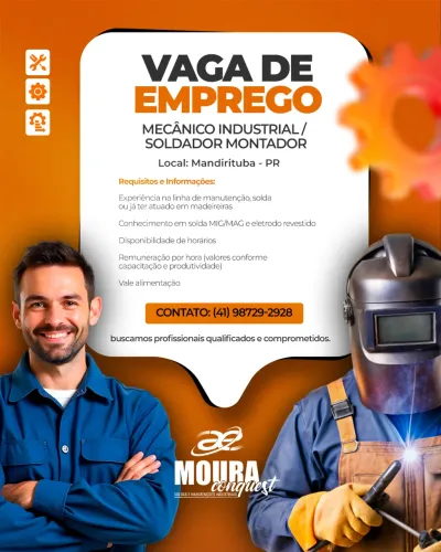 Vaga para mecânico / soldador / calderista