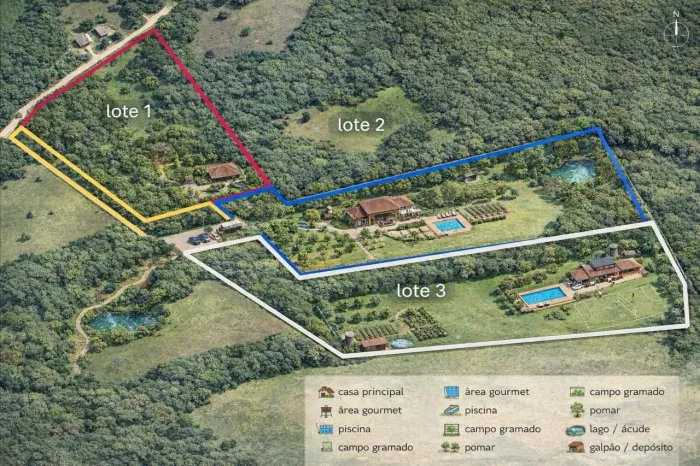 Terreno 6 hectares em 3 lotes de 2hct - Área Rural com Potencial para Chácara/Refúgio