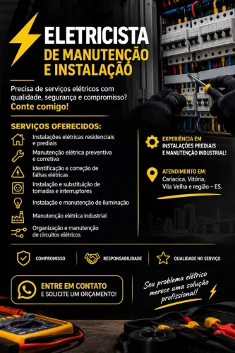 MANUTENÇÃO E INSTALAÇÃO ELÉTRICA PREDIAL E INDUSTRIAL